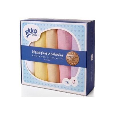 KIKKO Plienky detské z biobavlny Staré časy 70x70 (5 ks) – pastels, pre dievčatá