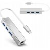 Adaptér HUB USB-C Fast Ethernet 3x USB 3.0 RJ45 Adaptér Kábel RJ-45