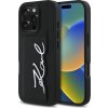 Karl Lagerfeld Hardcase Leather Cardslot (KLHCP16XPGPVKSK) – kožené tvrdé puzdro s priečinkom na karty a Metal Signature pre iPhone 16 Pro Max – čierne KF2346310