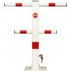 Bielo-červený oceľový skladací parkovacie stĺpik - šírka 55 cm, výška 60 cm