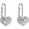 Evolution Group strieborné náušnice visiace s kryštálmi Swarovski biele srdce 31125.1