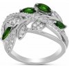 Nefertitis Prsteň strieborný s brúseným chrómdiopsidom a zirkónmi Ag 925 065681 DIO - 62 mm (US 10), 3,7 g