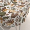 Biante Bavlnený oválny obrus Sandra SA-540 Hnedo-zelené listy na bielom 140x200 cm