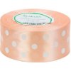 Stuha saténová lososová s bodkami 3,8 cm / 1 m