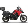 SHAD Kompletná sada čiernych hliníkových kufrov TERRA BLACK , 48 litrov vrchný kufor, 47/47 litrov bočné kufre, vrátane montážnej sady a platni SHAD DUCATI MULTISTRADA 950 / 1200 / 1260