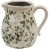 Clayre & Eef Keramický dekoračný džbán so zelenými kvetmi Ganni green - 16*13*15 cm - Clayre & Eef