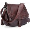Noelia Bolger Kožená crossbody kabelka s poklopom a perforovaným vzorom- 2030 bordová