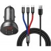 Baseus rychlonabíječka do auta 2xUSB 4,8A 24W s displejem + 3v1 kabel černá - Baseus TZCCBX-0G