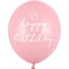 PartyDeco Balóny Happy Birthday Ružový mix 30cm 6ks