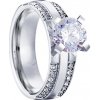 Steel Wedding Dámsky oceľový prsteň so zirkónmi SPPL023 veľkosť: 54