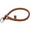 sťahovací škrtiaci veľmi jemný kožený obojok pre psa hnedý Obvod krku: 50 cm, širka: 10 mm