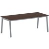Rokovací kancelársky stôl PRIMO BASIC, 200x90 cm, sivostrieborná podnož, orech