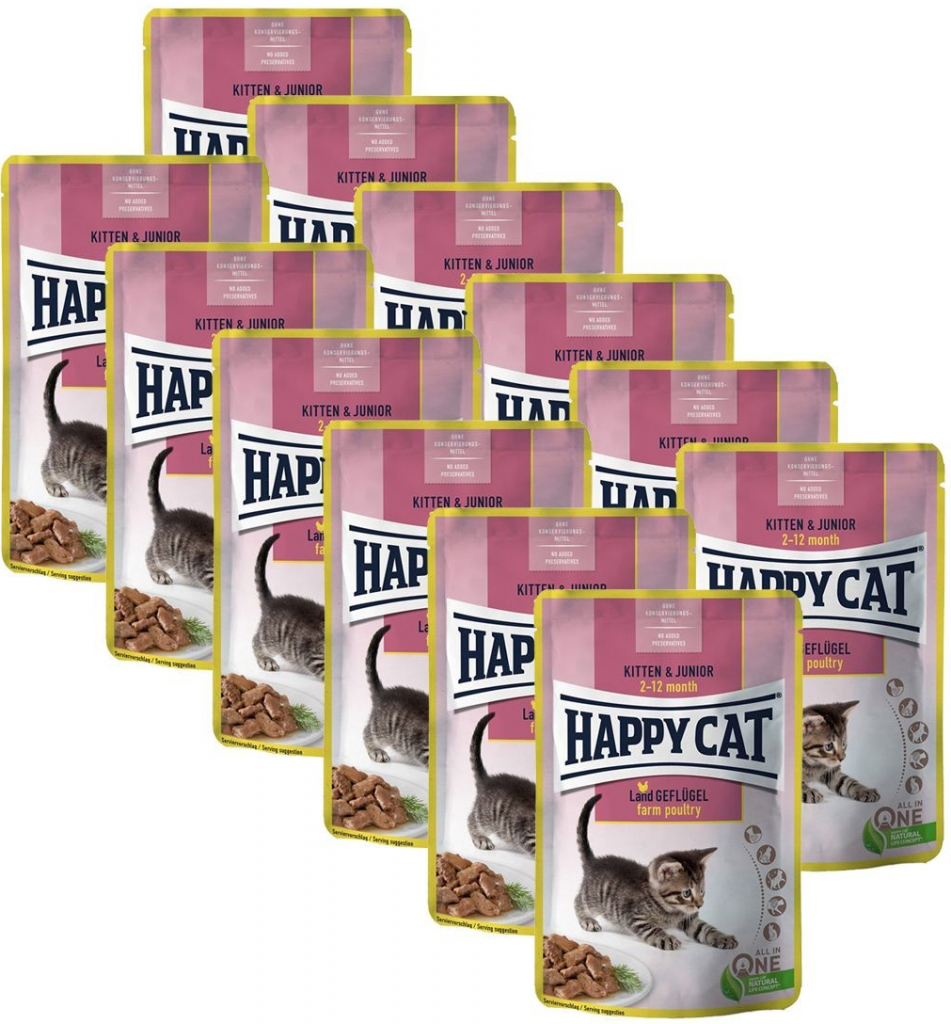 Happy Cat Meat In Sauce Kitten & Junior Land Geflügel 12 x 85 g