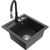 Mexen Vito, 1-komorový granitový drez 520x490x210 mm a drezová batéria Savita, čierna škvrtnitá, 6503-76-672601-70