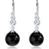 Šperky eshop - Strieborné náušnice 925, číre okrúhle Swarovski krištále, čierna gulička, afroháčik I30.25