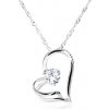 Šperky eshop - Náhrdelník zo striebra 925, špirálovitá retiazka, asymetrické srdce, zirkón AC24.24
