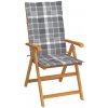 Skladacia záhradná stolička s poduškami teak / látka Dekorhome Sivá kocka