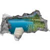 Diera 3D v stene na stenu Mólo na jazere 95x73 cm