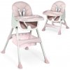 Ricokids Kŕmna stolička so stolíkom Milo ružová