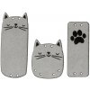 Mačka kožené štítky sivá sada 3 kusy