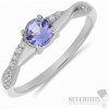 Nefertitis Prsteň strieborný s brúseným tanzanitom a zirkónmi Ag 925 012722 TZ - 52 mm (US 6), 1,7 g