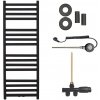 CERANO - Kúpeľňový radiátorový set Fulgidus - kombinované vykurovanie, wifi tyč - bočné jednobodové pripojenie - 616W - čierna matná - 1190x430 mm CER-663703