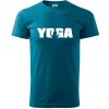 Yoga nápis - Klasické pánske tričko vyššej gramáže - 2XL ( Petrolejová )
