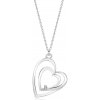 Šperky eshop - Diamantový náhrdelník v striebre 925 - spojený dvojitý obrys srdca, číry briliant T12.06