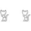 Náušnice z nerezové oceli s broušeným kamínkem čtyřlístek, kočka Varianta: 2 platina kočka, Balení: 1 pár