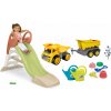 Set šmykľavka s vodnou hrou a nákladné auto s prívesom KS Slide Life Smoby dĺžka šmyku 150 cm a krhlička s formičkami
