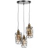 Clayre & Eef Čierna závesná lampa so sklenenými tienidlami Maria - Ø 35*110 cm / E27/max 3*40W - Clayre & Eef