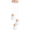 Sollux Lighting Závesné svietidlo Pekka, 3x biele sklenené tienidlo, drevo, o