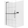 CERANO - Sprchová zástena Walk-in Onyx L-ľavá vzpera - 8 mm + polička / držiak na uteráky - čierna matná, industriálne sklo - 90x200 cm