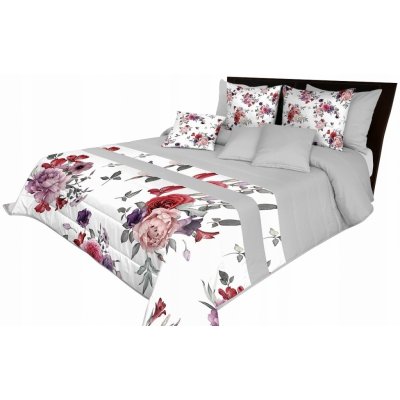Mariall Design přehoz na postel biela fialovej ružovej šedej 240 x 260 cm