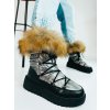 Dámske sivé snehule s kožušinou a šnurovaním - 39