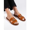 Shelvt Brown elegant flip-flops with a gold heart hnedá 37 Shelvt 0000296581344