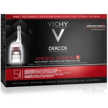 Vichy Dercos Aminexil Clinical 5 cielená starostlivosť proti vypadávaniu vlasov pre mužov Multi-Target Anti-Hair Loss Treating Care 21 x 6 ml