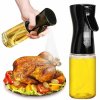 Rozprašovač na olej a olivový olej 200 ml čierny (Praktický dávkovač oleja v spreji na zdravšie varenie a presné dochucovanie)