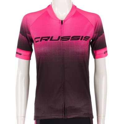 Dámsky cyklistický dres s krátkym rukávom Crussis čierno-ružová - M