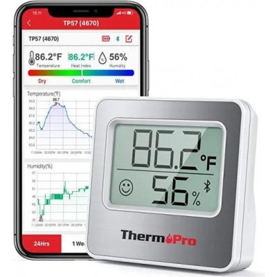 ThermoPro vnútorný digitálny Bluetooth vlhkomer a teplomer TP-357 TP-357
