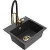 Mexen Milo, 1-komorový granitový drez 435x410x171 mm a drezová batéria Aster, čierna škvrnitá, 6505-76-73450-57-G