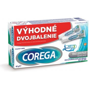 Corega fixačný krém Extra silný Duopack bez zinku 2x40 g