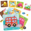 Woopie skladačka drevená puzzle kocky vozidlá Montessori sada green