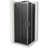 Mexen Rio, štvorcový sprchovací kút s posuvnými dverami 80(dvere) x 80(dvere) x 190 cm, 6mm šedé sklo, zlatý profil, 860-080-080-50-40