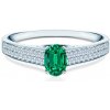 Zásnubný prsteň SAVICKI: biele zlato, smaragd, diamanty - SAV-KUMFR-1056219-EM