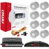 AMiO - Parkovací asistent LED 8-senzorové strieborné 01598