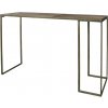 Chic Antique Mosadzný antik kovový konzolový stôl s drevenou doskou Brasi - 120*42*78 cm - Chic Antique