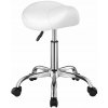 Stołek Siodłowy Biały Nośność 204KG Ze Skóry PU Z Regulacją Wysokości