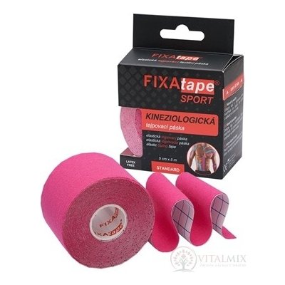 FIXAtape tejpovacia páska SPORT kinesiologická, elastická, ružová, 5cm x 5m, 1 ks