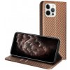 AppleKing flipové puzdro so vzorom karbónových vlákien pre iPhone 13 Pro Max - hnedé - možnosť vrátiť tovar ZADARMO do 30tich dní